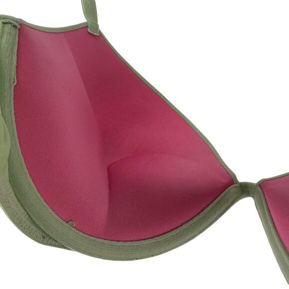 Victorias Secret PINK Wear Everywhere Super Push Up Bra 34DD Green Rhinestone - Picture 8 of 13